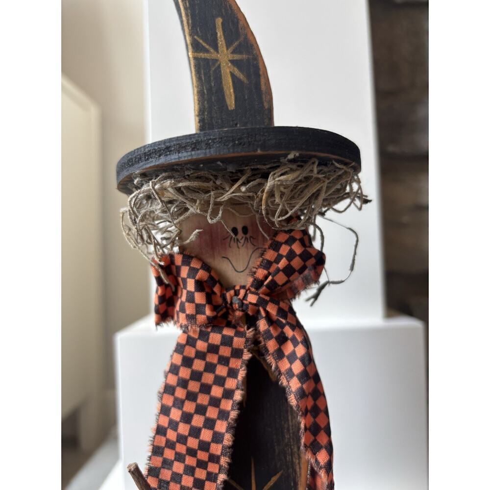 Witch Figure Primitive Wooden Handmade Details Halloween Multimedia Decor Gift - Picture 2 of 8